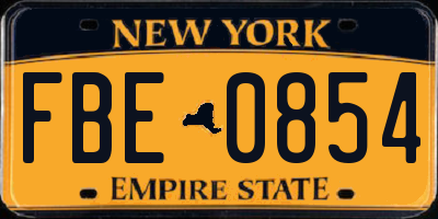 NY license plate FBE0854