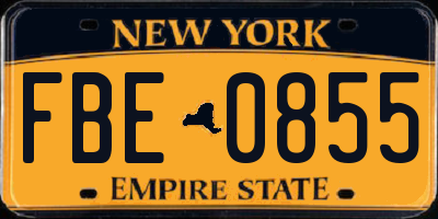 NY license plate FBE0855