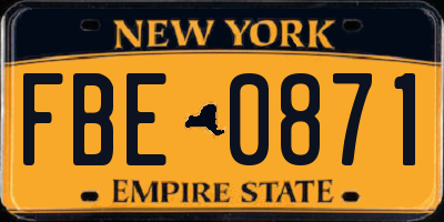 NY license plate FBE0871
