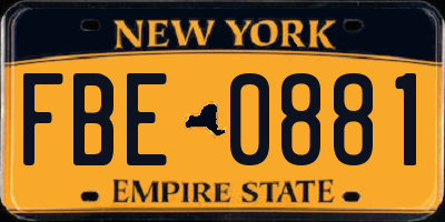 NY license plate FBE0881