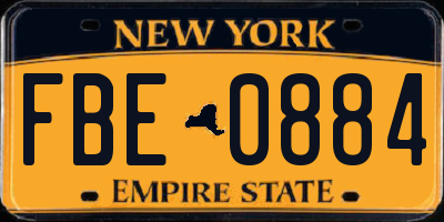 NY license plate FBE0884