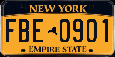 NY license plate FBE0901