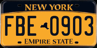 NY license plate FBE0903