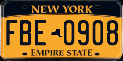 NY license plate FBE0908