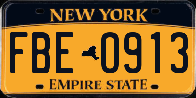 NY license plate FBE0913