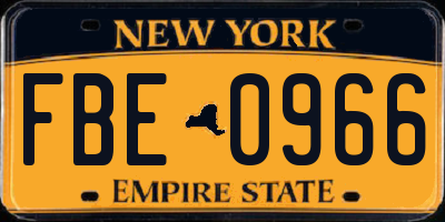 NY license plate FBE0966