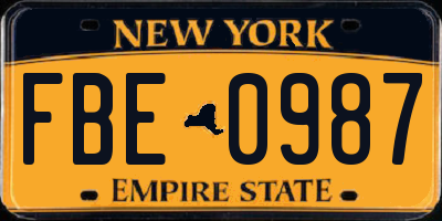 NY license plate FBE0987