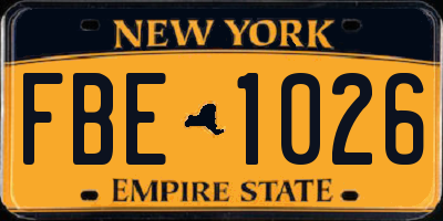 NY license plate FBE1026