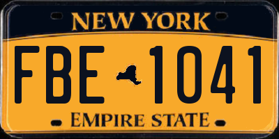 NY license plate FBE1041