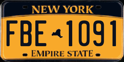 NY license plate FBE1091