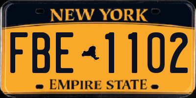 NY license plate FBE1102