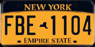 NY license plate FBE1104