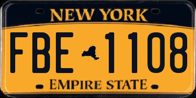NY license plate FBE1108