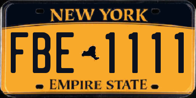 NY license plate FBE1111