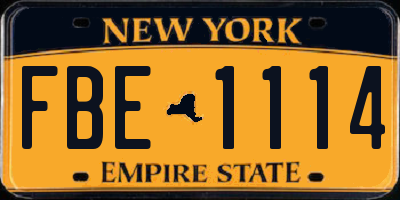 NY license plate FBE1114