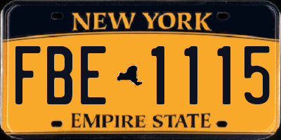 NY license plate FBE1115