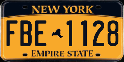 NY license plate FBE1128