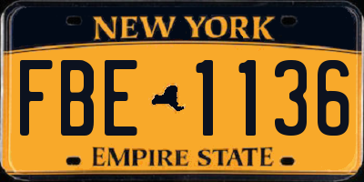 NY license plate FBE1136
