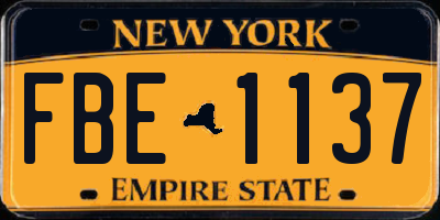 NY license plate FBE1137