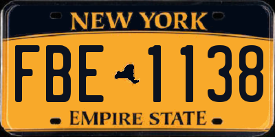 NY license plate FBE1138