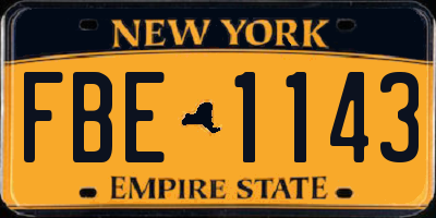 NY license plate FBE1143