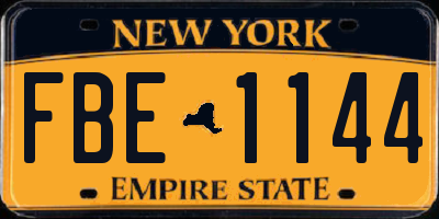 NY license plate FBE1144