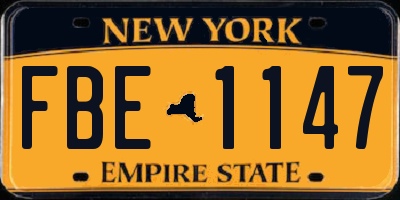 NY license plate FBE1147