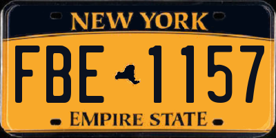NY license plate FBE1157
