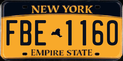NY license plate FBE1160