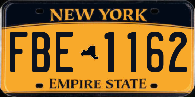 NY license plate FBE1162