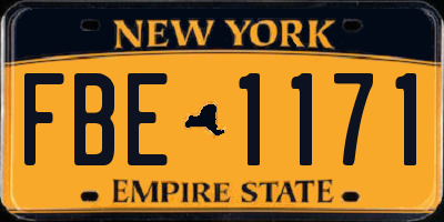 NY license plate FBE1171