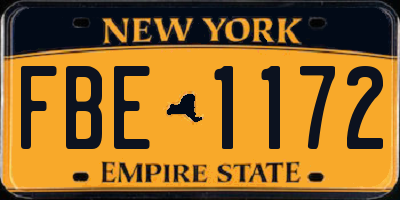 NY license plate FBE1172