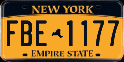 NY license plate FBE1177