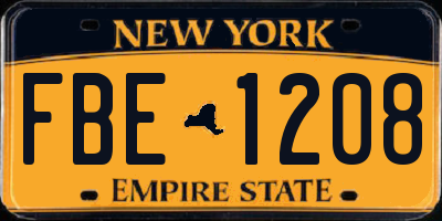 NY license plate FBE1208