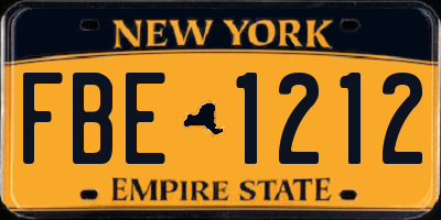 NY license plate FBE1212