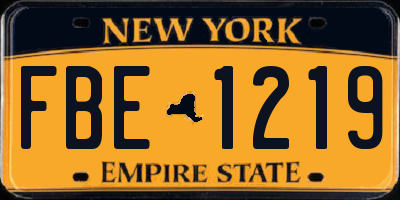 NY license plate FBE1219