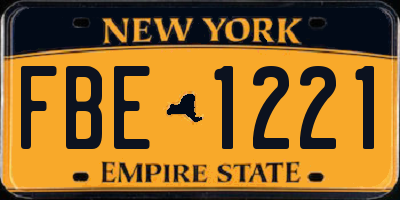 NY license plate FBE1221