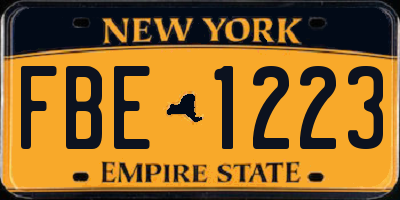 NY license plate FBE1223