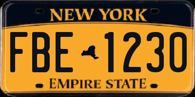 NY license plate FBE1230