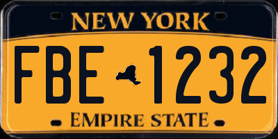 NY license plate FBE1232