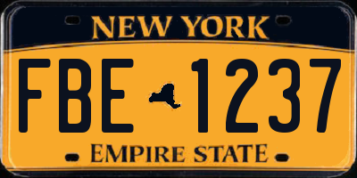 NY license plate FBE1237