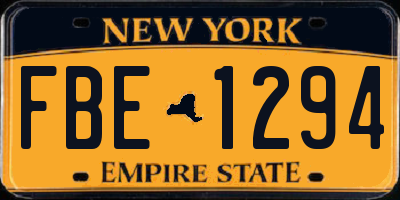 NY license plate FBE1294