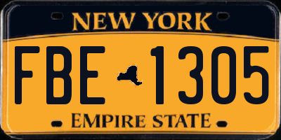 NY license plate FBE1305