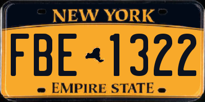 NY license plate FBE1322