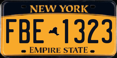NY license plate FBE1323