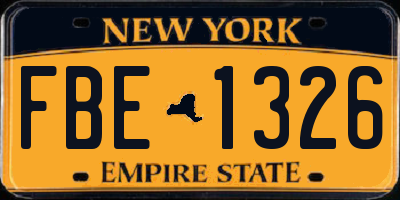 NY license plate FBE1326