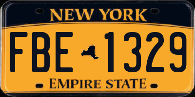 NY license plate FBE1329