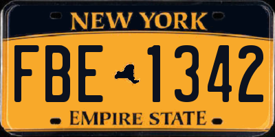 NY license plate FBE1342