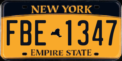 NY license plate FBE1347