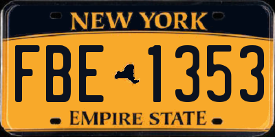 NY license plate FBE1353